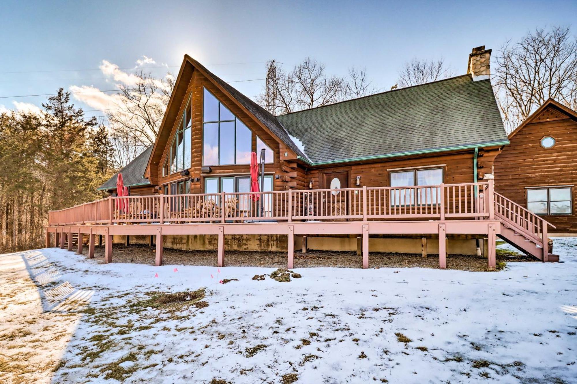 Luxury Log Cabin With Ev Charger And Mtn Views! Blairstown Exterior foto