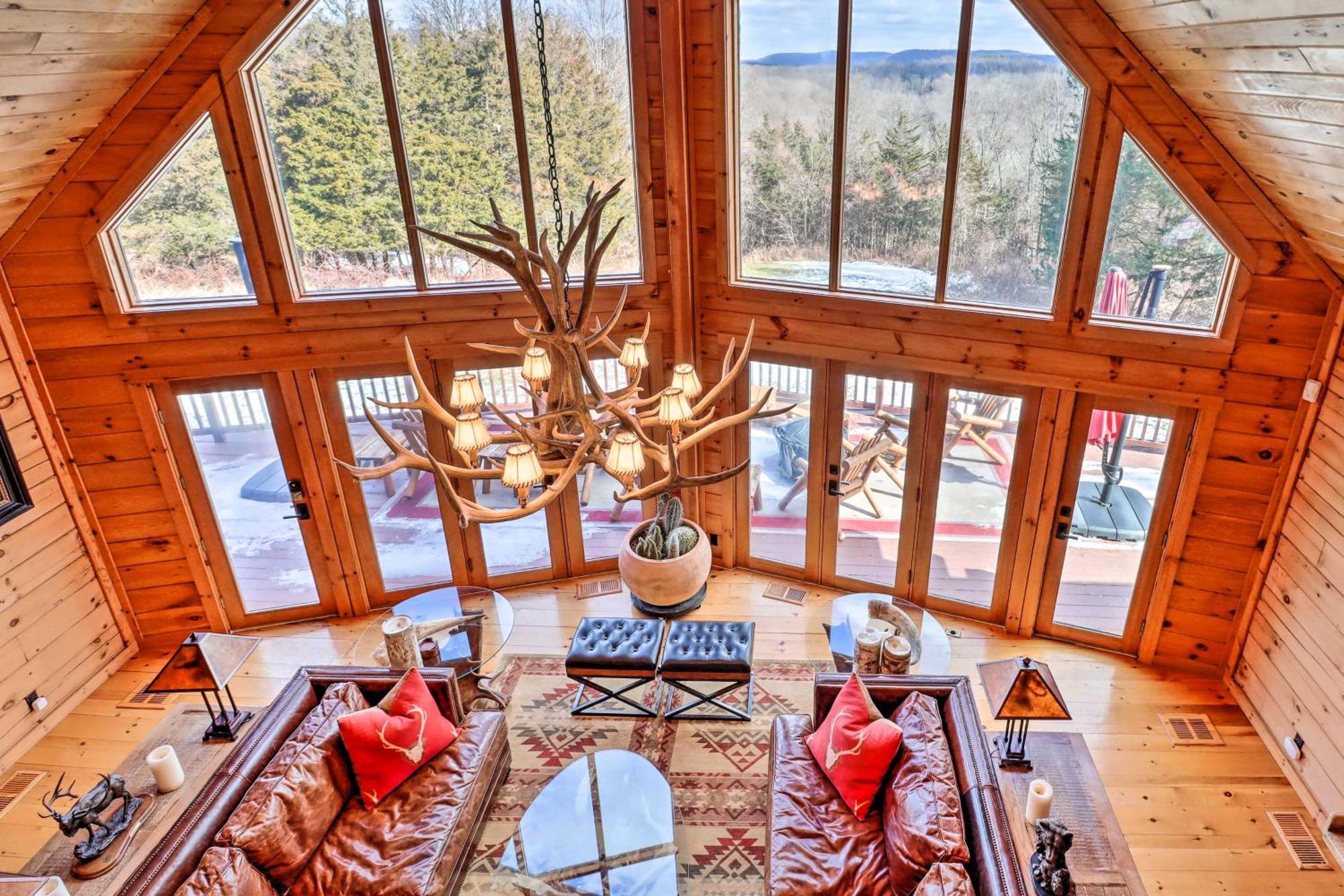 Luxury Log Cabin With Ev Charger And Mtn Views! Blairstown Exterior foto